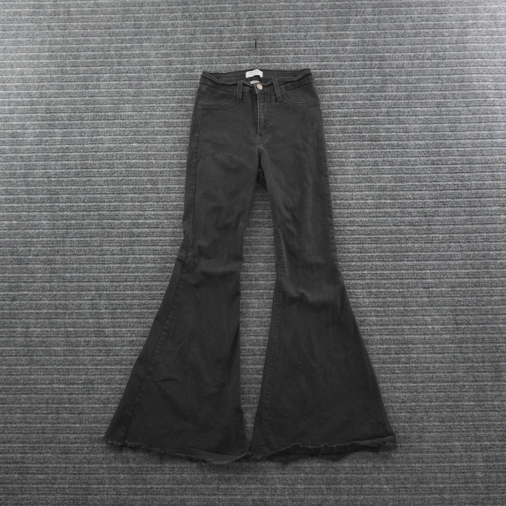Judy Blue Memphis High-Waist Super Flare Bell-Bottom Jeans 3/26 Black Raw Hem